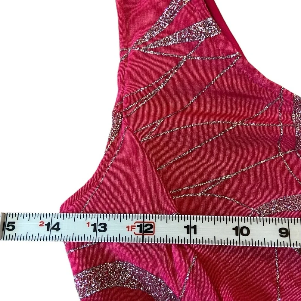 Vintage Rivar's Pink Ruffle One Shoulder Dance Dress 5/6 - Picture 13 of 16